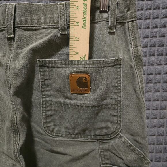 Carhartt Canvas Carpenter Work Pants 38x32 Mens Gray Cargo Cotton Jeans Utility - Picture 8 of 16